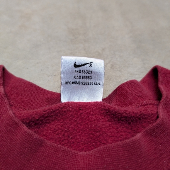 VTG 90s Nike Sweatshirt Crew Neck Mens L USA Made Center Swoosh Red - Picture 4 of 7